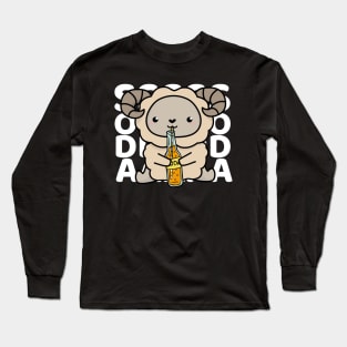 Kawaii Sheep Loves Soda - White Long Sleeve T-Shirt